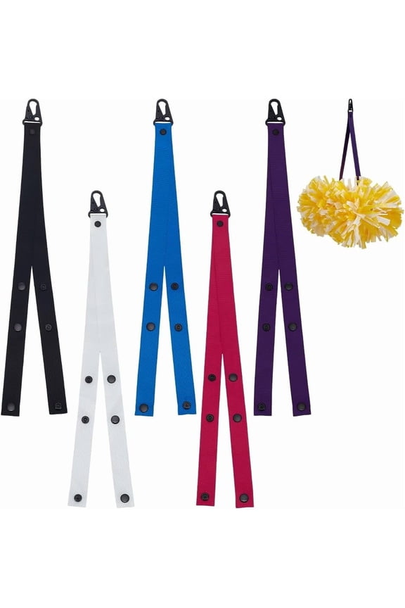 5 Pcs 5 Colors Pom Pom Holder 19.4inch Long Adjustable Cheer Holder Pom Pom Holder for Backpack Cheer Pom Pom Backpack Straps Cheer Leader Accessories (Not Included) Mixed Color 1set