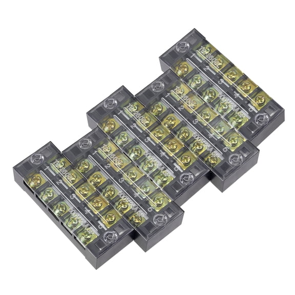 5 Pcs 5 Positions Dual Rows 600V 25A Cable Barrier Block Terminal Strip TB-2505L
