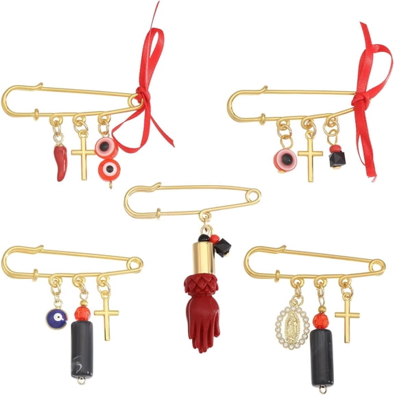 5 Pcs 5 Style Red Pepper Pin Safety Pin Brooch for Wedding Shower Bride Party Decor DIY