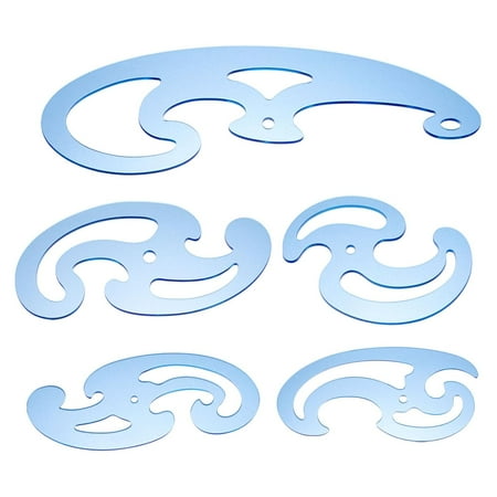 5 Pcs 5 Styles Acrylic French Curve Ruler for Sewing Tools Sky Blue Acrylic Drafting Stencils Templates Drawing Ruler for Craft Sewing Pattern Making Blue