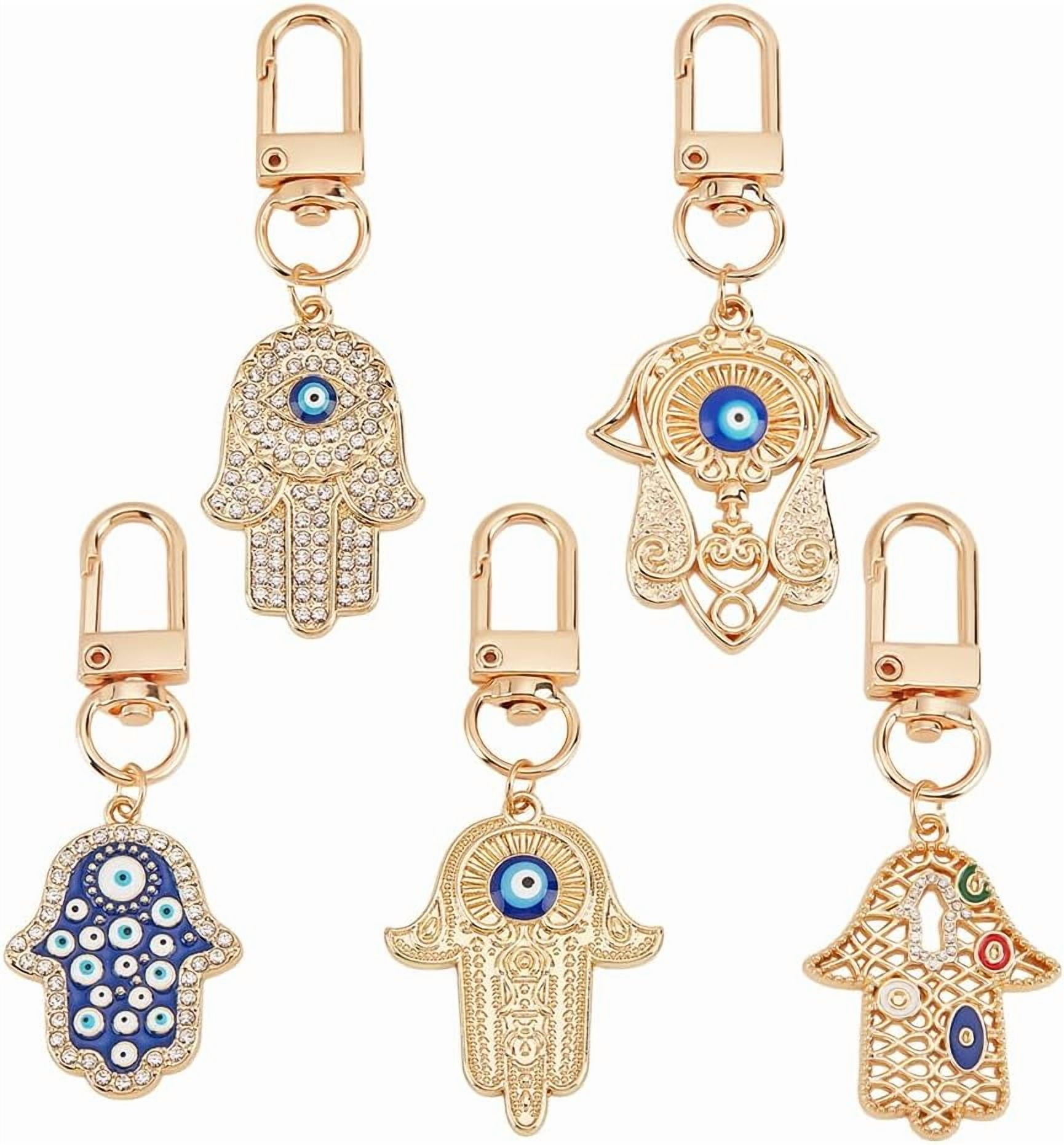 5 Pcs 5 Styles Hamsa Hand Keychains Hand Protection Charm Key Holder ...