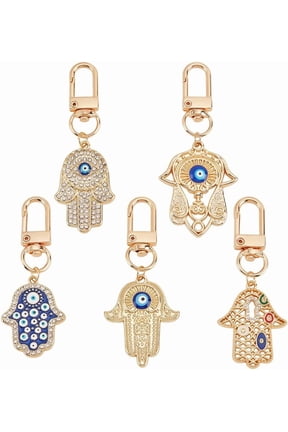 5 Pcs 5 Styles Hamsa Hand Keychains Hand Protection Charm Key Holder Charm Pendants Lucky Charms Keyring for Gift Keys Bag Accessory Ornaments for DIY