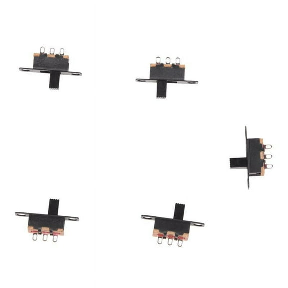 5 Pcs 50V 0.5A 3 Pin 2 Position On/OFF 1P2T SPDT Slide Switch 3 Pin,5 x Slide Switch,black