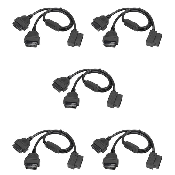 5 Pcs 50cm Y Style OBDII Adapter Splitter Cable Male to Dual Female OBD2 Diagnostic-Tool Car Connector Cable,5 x OBD2 1 to 2 Extension Cables,Black