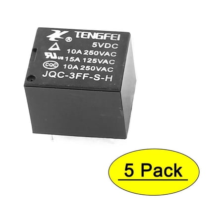 5 Pcs 5VDC 4 Terminal SPST NO Miniature Power Coil Electromagnetic Relay