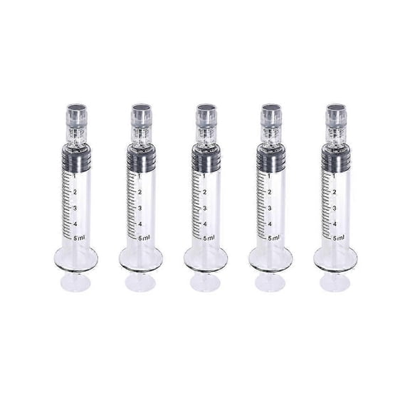 5 Pcs 5ml Borosilicate Glass Oil Luer Lock Prefillable Syringe For Oils Distillate,e Juices,liquids
