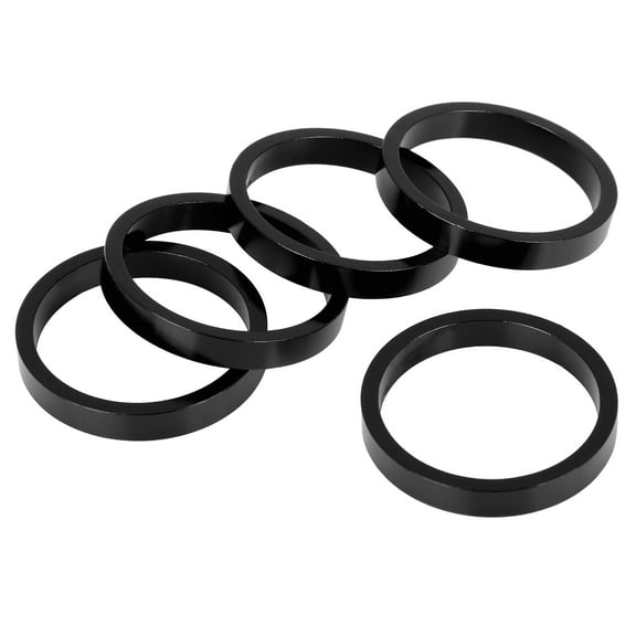 5 Pcs 5mm Bicycle Aluminium Alloy Handlebar Stem Spacers Fork Washer Fit 11/8inch Stem Black