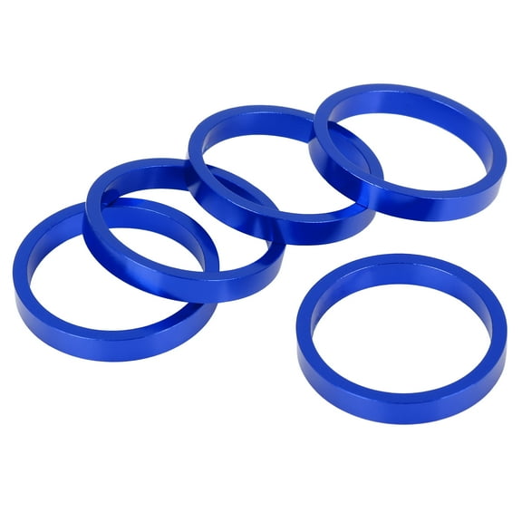 5 Pcs 5mm Bicycle Aluminium Alloy Handlebar Stem Spacers Fork Washer Fit 11/8inch Stem Blue