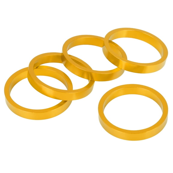 5 Pcs 5mm Bicycle Aluminium Alloy Handlebar Stem Spacers Fork Washer Fit 11/8inch Stem Gold Tone
