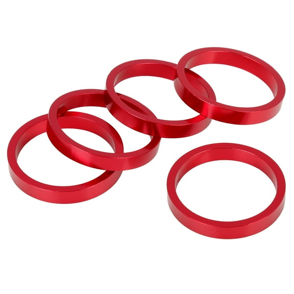 5 Pcs 5mm Bicycle Aluminium Alloy Handlebar Stem Spacers Fork Washer Fit 11/8inch Stem Red