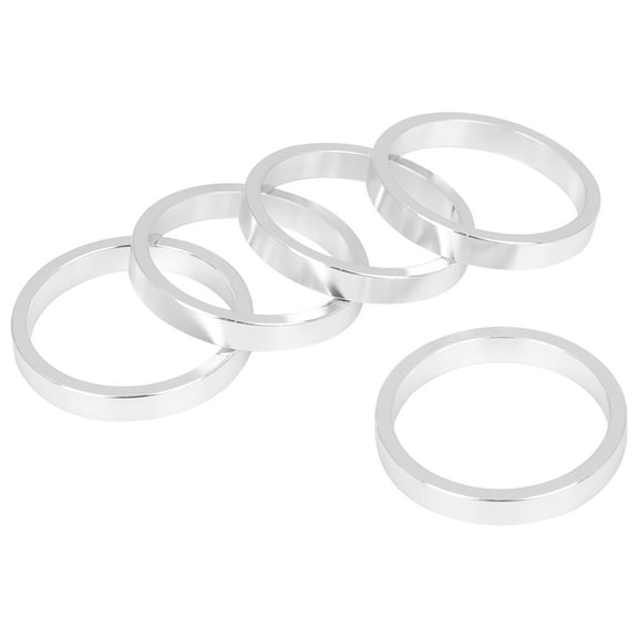 5 Pcs 5mm Bicycle Aluminium Alloy Handlebar Stem Spacers Fork Washer Fit 11/8inch Stem Silver Tone