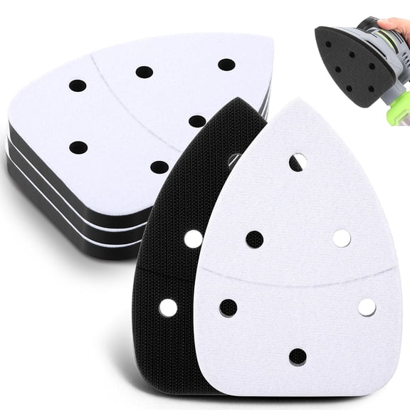 5 Pcs 6 Holes with Cutting Line Foam Sanding Pads with Cutting Line and Hook and Loop Backing Sander Mouse Detail Sanding Interface Pad to Increasing Flexibility and Balancing Pressure