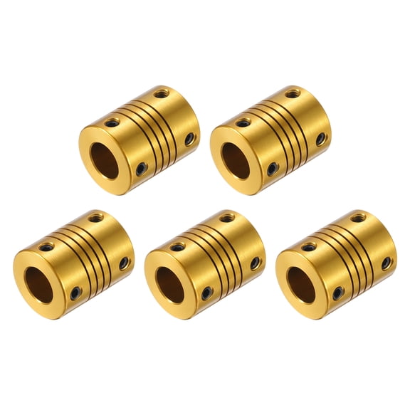 5 Pcs 6mm to 10mm Aluminum Alloy Shaft Coupling L24.5xD19.5 Flexible Coupler for Encoders and Motors,Golden