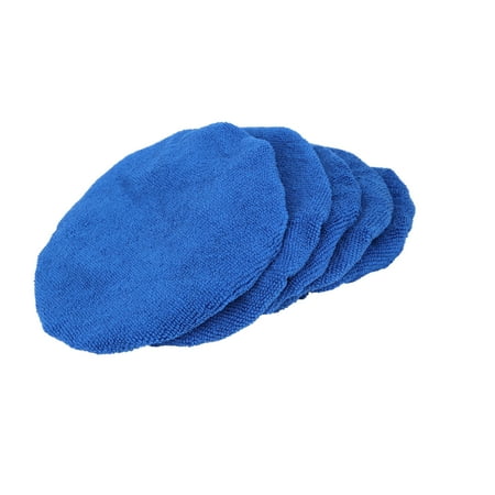 Unique Bargains 5 Pcs 7-8 Inch Mircrofiber Vehicle Wax Polishing Bonnet Buffing Pad Cover,Dark Blue