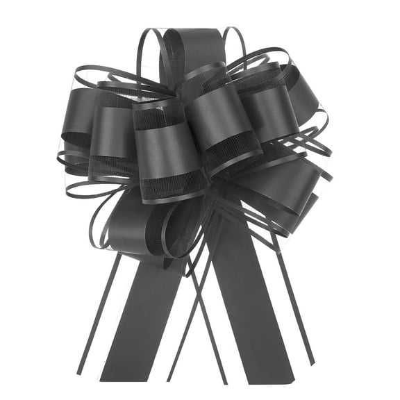 5 Pcs 8 Inch Large Big Pull Bow Organza Gift Wrapping Bows Ribbon for Wedding Car Baskets Presents Christmas Bow, Black