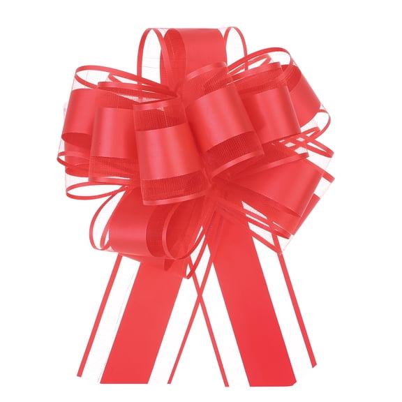 5 Pcs 8 Inch Large Big Pull Bow Organza Gift Wrapping Bows Ribbon for Wedding Car Baskets Presents Christmas Bow, Red