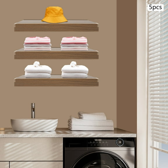 5 Pcs 84*41*8cm Foamed PVC Wire Rack Covers Pantry Shelves Covers Dark Wood Color for Bathroom Kitchen Shelving