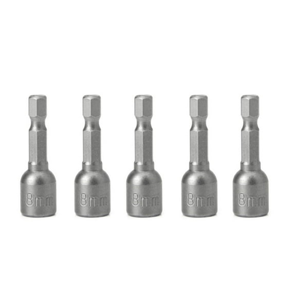 5 Pcs 8mm Magnetic Nut Driver Set 1/4 Hex Socket Adapter Drill Bit length 42mm