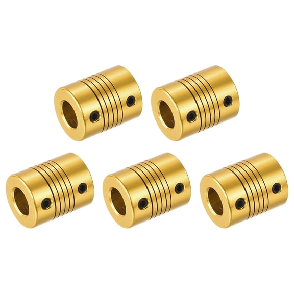 5 Pcs 8mm to 10mm Aluminum Alloy Shaft Coupling L25xD20 Flexible Coupler for Encoders and Motors,Golden