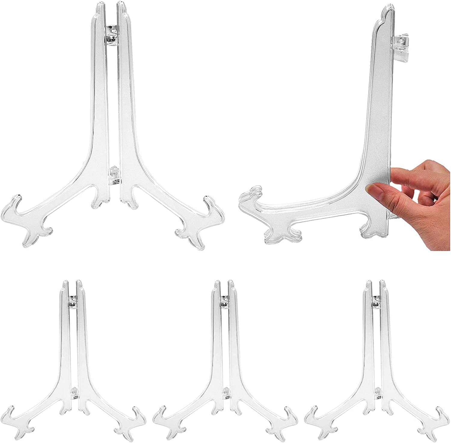 5 Pcs 9 Inch Clear Plastic Easels or Stand/Plate Holders, Displays