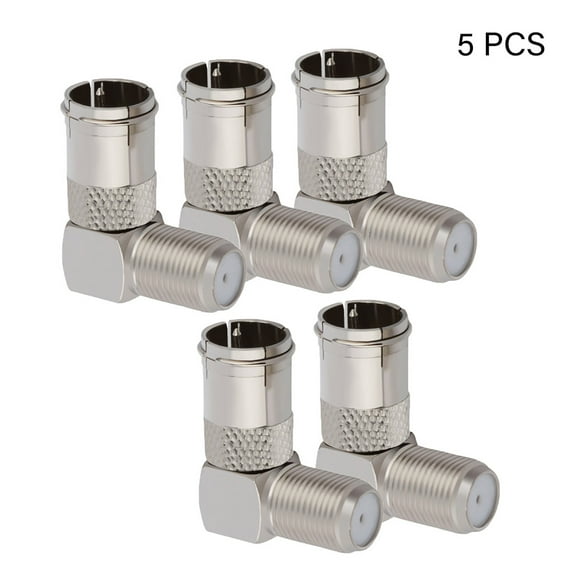 5 Pcs 90 Degree TV Aerial Cable Connector Screw On Male to Female Right Angle F Type Adapters for Wall Mounted TVs