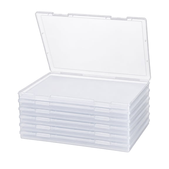 5 Pcs A4 Archive Box, Slim Plastic Storage Box, Multi-Purpose Stackable Organizer Case for Papers, Letters, Magazines, Collector Albums, 12.0 x 8.8 x 0.9 in