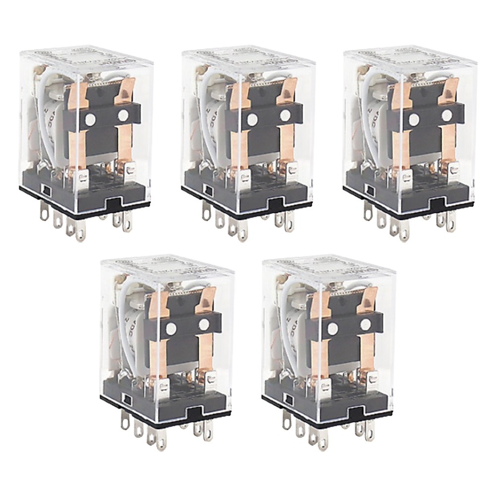 5 Pcs AC 24V Coil Red Indicator Light DPDT 8 Pins Power Relay Socket