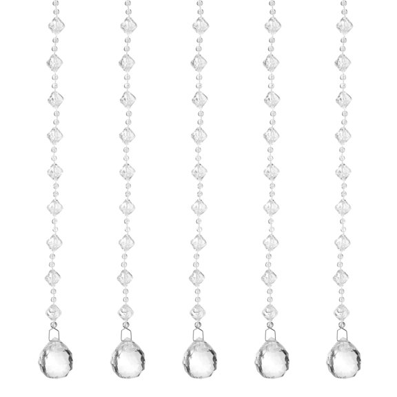 5 Pcs Acrylic Crystal Garland Strands, Clear Crystal Beads Strands Bead String Hanging (2m/6.56Ft)