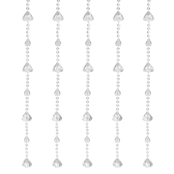 5 Pcs Acrylic Crystal Garland Strands, Clear Crystal Beads Strands Diamond Bead String Hanging (2m/6.56Ft)