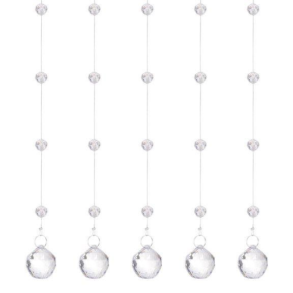 5 Pcs Acrylic Crystal Garland Strands, Clear Crystal Beads Strands Pineapple Bead String Hanging(2.5m/8.2ft)