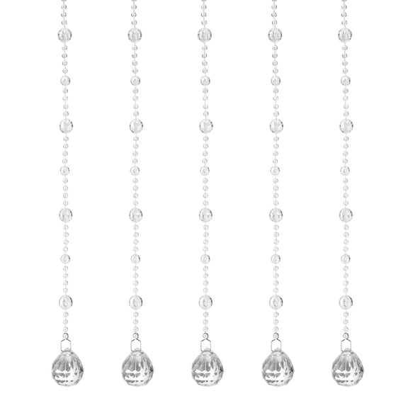 5 Pcs Acrylic Crystal Garland Strands, Clear Crystal Beads Strands Round Bead String Hanging (3m/9.84Ft)