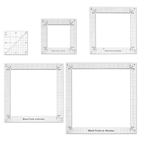 5 Pcs Acrylic Sewing Template Rulers Acrylic Quilting Rulers Fabric Cutting Rulers Quilting Templates for 4/6/8/10 Inch Fabric Precision Cutting Sewing and Quilting Metal Gunmetal