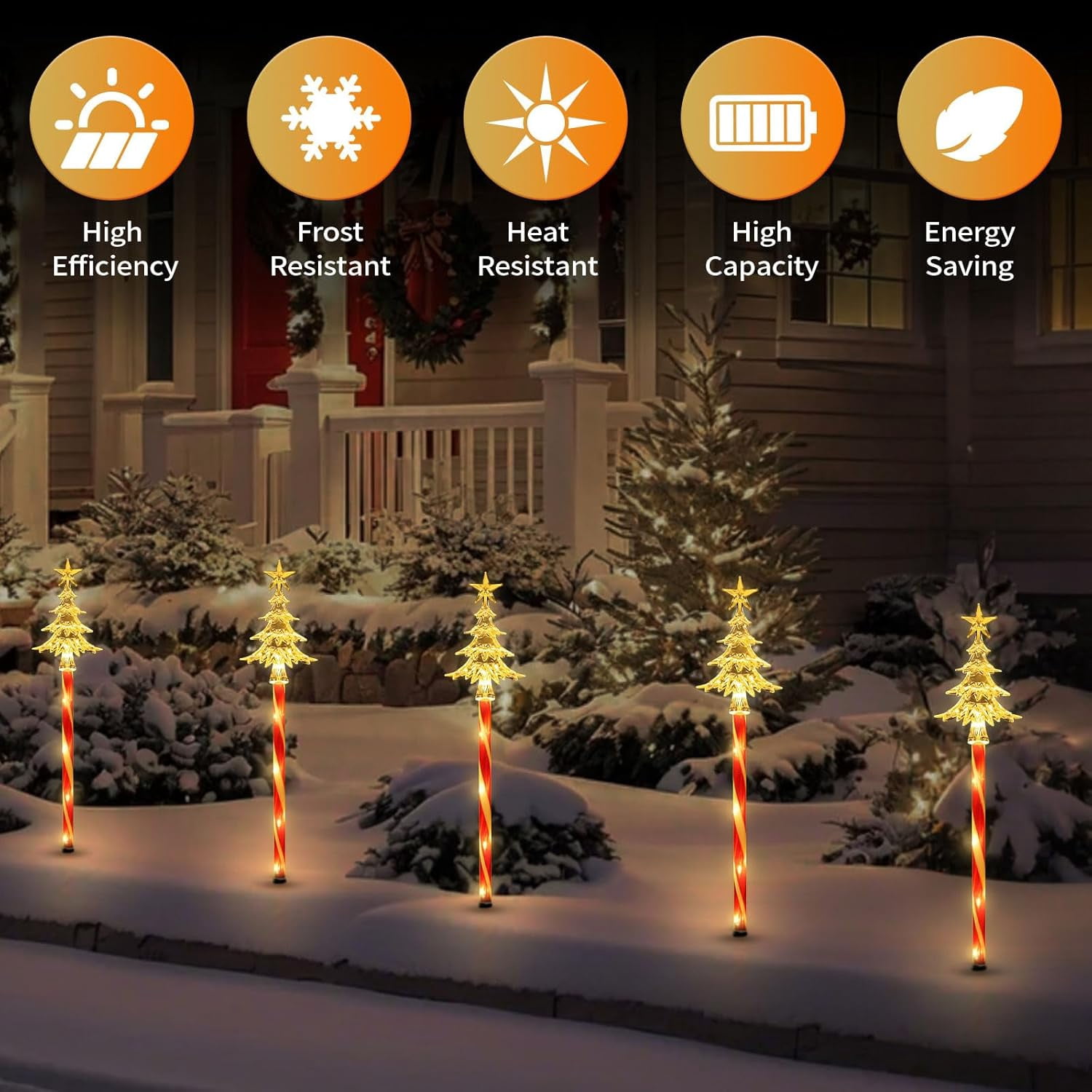 5 Pcs Acrylic Solar Pathway Stakes Lights Outdoor Waterproof, 8 Modes ...