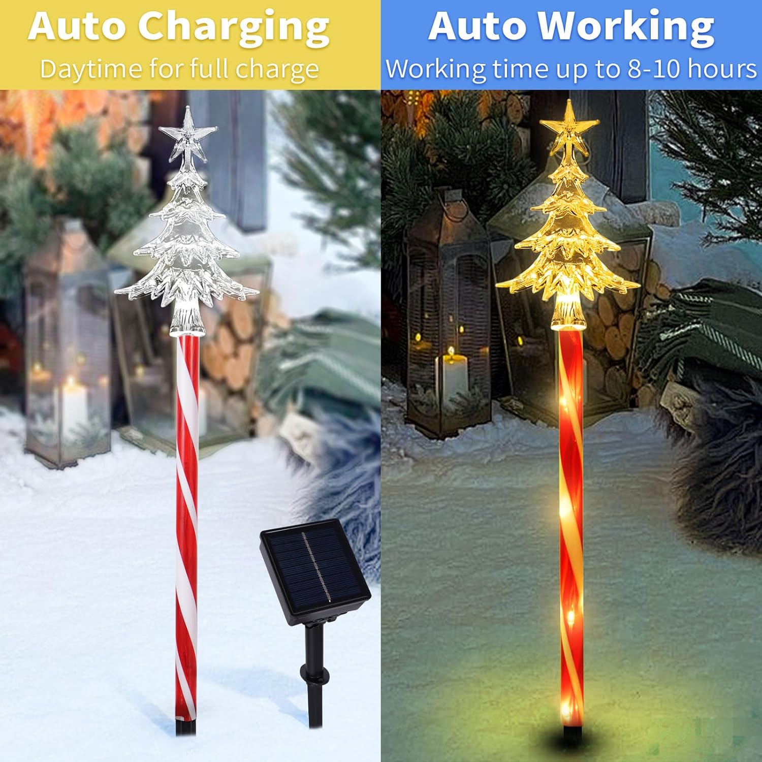 5 Pcs Acrylic Solar Pathway Stakes Lights Outdoor Waterproof, 8 Modes ...