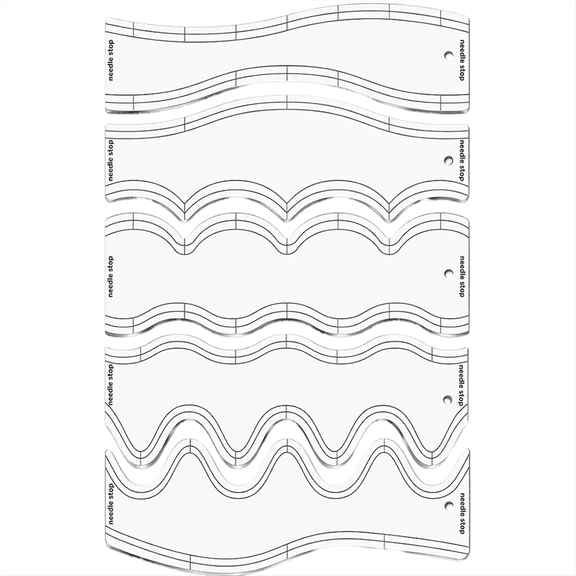 5 Pcs Acrylic Wave Ruler Quilting Stencils DIY Drawing Template Measure Tailor Soft Patchwork