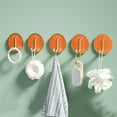 thumbnail image 1 of 5 Pcs Adhesive Wall Hooks - 2 x 2 x 1.2in, Damage-Free Mounting, Holds 15kg, for Bathroom, Kitchen & Dorm Organization(Orange), 1 of 6