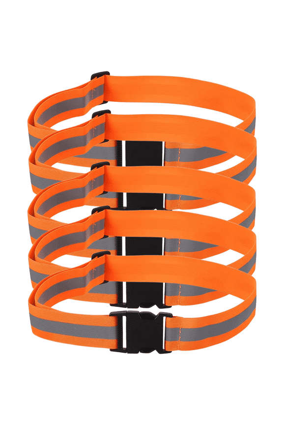 5 Pcs Adjustable Reflective Running Belt Sash – 25"-45" Elastic High Visibility Safety Strap with Quick Release Buckle | For Night Running, Cycling, Walking & Outdoor Activities, Orange