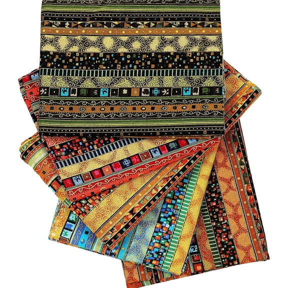 5 Pcs African Print Fabric Ethnic Pattern Cotton Fat Quarters Pre Cut Quilting Cloth Fabric by The Yard Fat Quarters Bundles for Sewing Patchwork Face Protector Crafting Projects, 19.5 x 15.7''