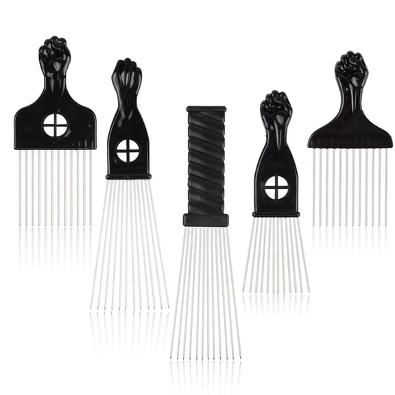 5 Pcs Afro Comb Metal African American Pick Comb Hairdressing Styling Tool Hair