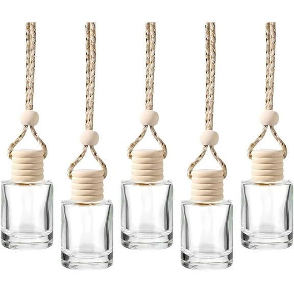 5 Pcs Air Freshener, Bottles,Refillable Perfume Essential Oil Diffuser Empty Glass Car Hanging Diffuser for Car Home Office,5ml