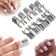 5 Pcs Aluminum Re-usable Nails Forms, Feugole Acrylic Nail/UV GEL Extension Tips Forms Guide Protector