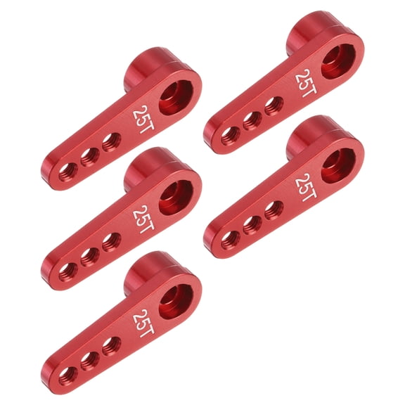5 Pcs Aluminum Servo Horn 25T Servo Horn Steering Short Arm 28mm Length Red Suitable for Model Accessories