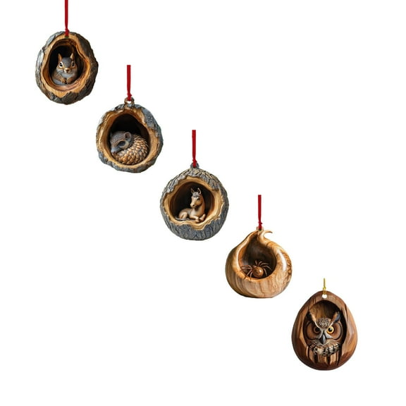 5 Pcs Animal Christmas Ornament Christmas Tree Animal Pattern 2D Acrylic Ornament Animal Decoration Seasonal For Christmas Tree Ceiling Christmas Keepsake