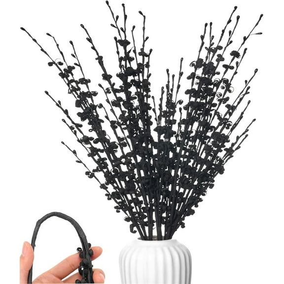 5 Pcs Artificial Black Jasmine Flowers,Happon 29" Long Floral Stem Faux Dry Branches Fake Flower Bouquet for DIY Bridal Bouquets Wedding Home Vase Decor Halloween Party Decorations