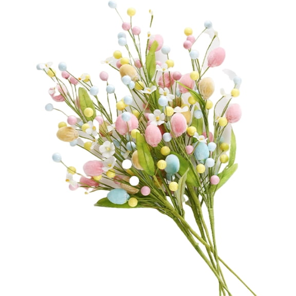 5 Pcs Artificial Easter Flower Stems,Colorful Eggs Floral Stems with Berries,Spring Decorations Egg Branches,Egg Bouquet Ornament,Vase Flower Arrangement Centerpiece,for Home Party
