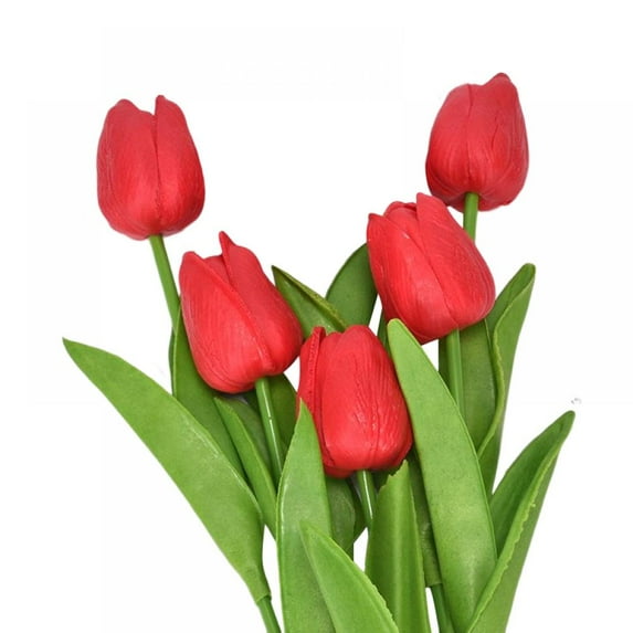 5pcs Artificial Tulips Real Touch Fake Flowers Artificial Tulips Flowers Arrangement Bouquet for Home Room Office Wedding Party