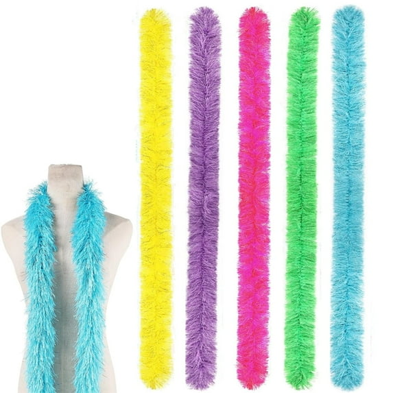 5 Pcs Artificial Fluffy Boas Stage Costume Decorations Set 5 Ft Long Feather Boas Colorful DIY Crafts Clothing Accessories for Wedding Birthday Christmas Dance Party Decor (Multicolor B)
