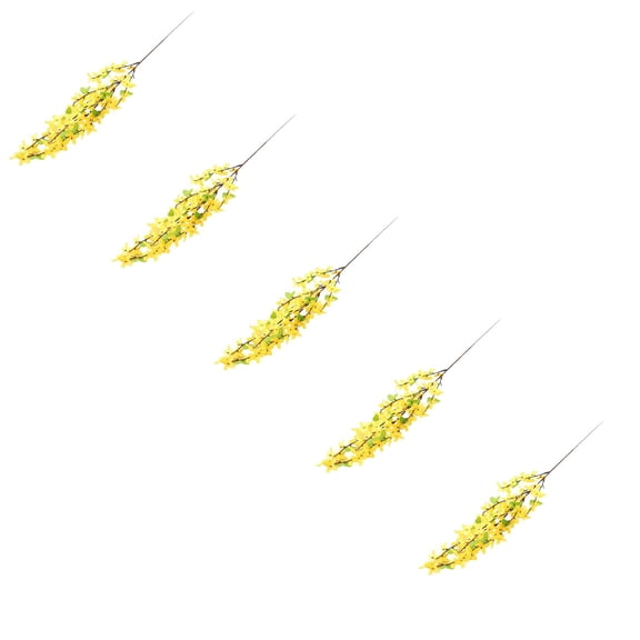 5 Pcs Artificial Forsythia Flower Branches, Artificial Flowers Yellow Silk Fake Winter Jasmine Long Stem, Artificial Orchids Flowers, Artificial Forsythia Branches for Decoration Wedding Home Yard