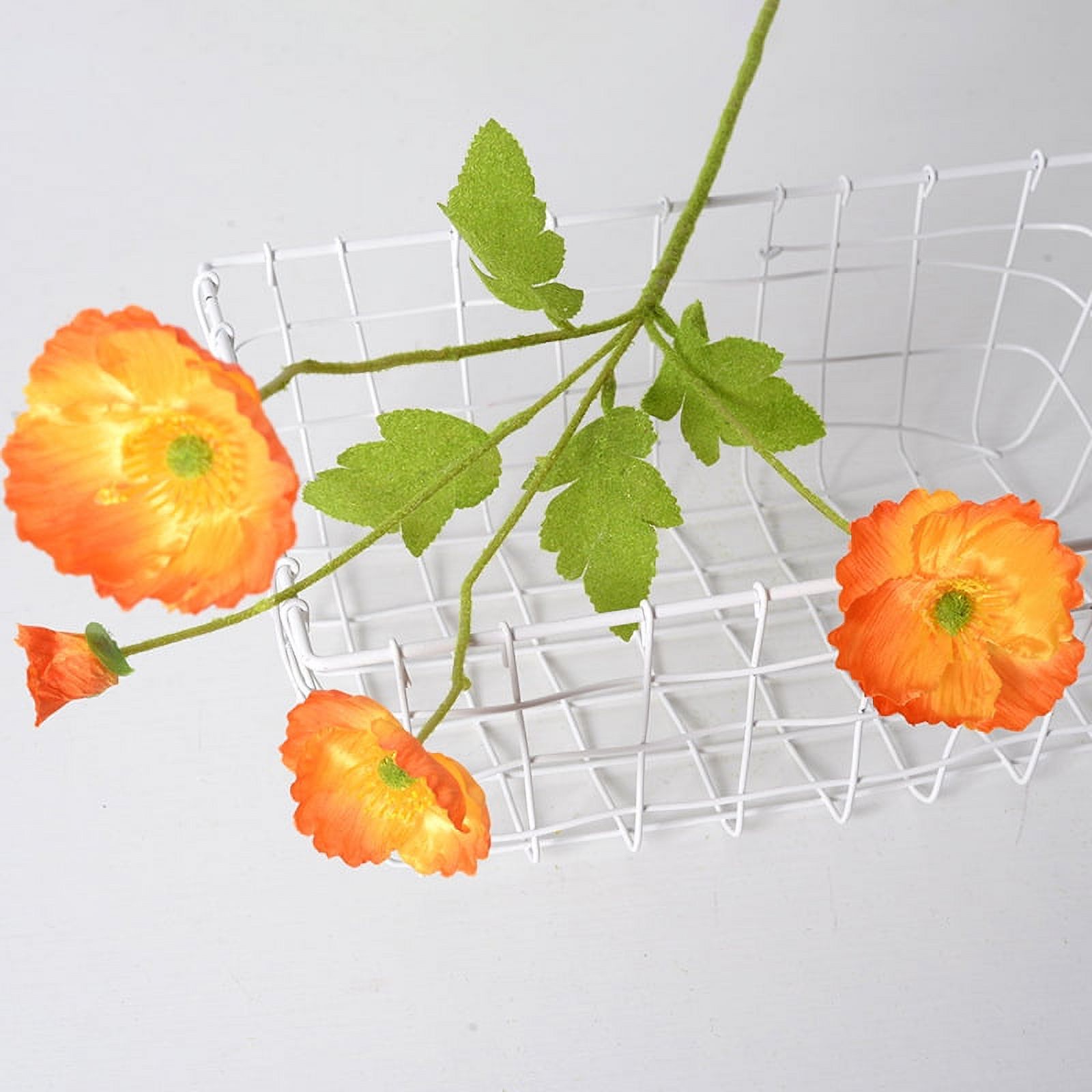 5 Pcs Artificial Poppy Flowers Silk Poppies Flowers with Stems Artificial Faux Flowers for Home