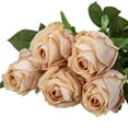 thumbnail image 1 of 5 Pcs Artificial Roses Flowers 24" Real Touch Silk Roses Bouquet Long Stem Fake Roses for Flower Arrangements Home Party Wedding Table Centerpieces, Champagne, 1 of 6